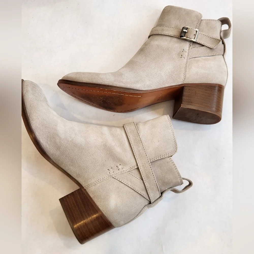 || RAG & BONE || Walker Buckle boot, ice gray  suede, heels, size 38